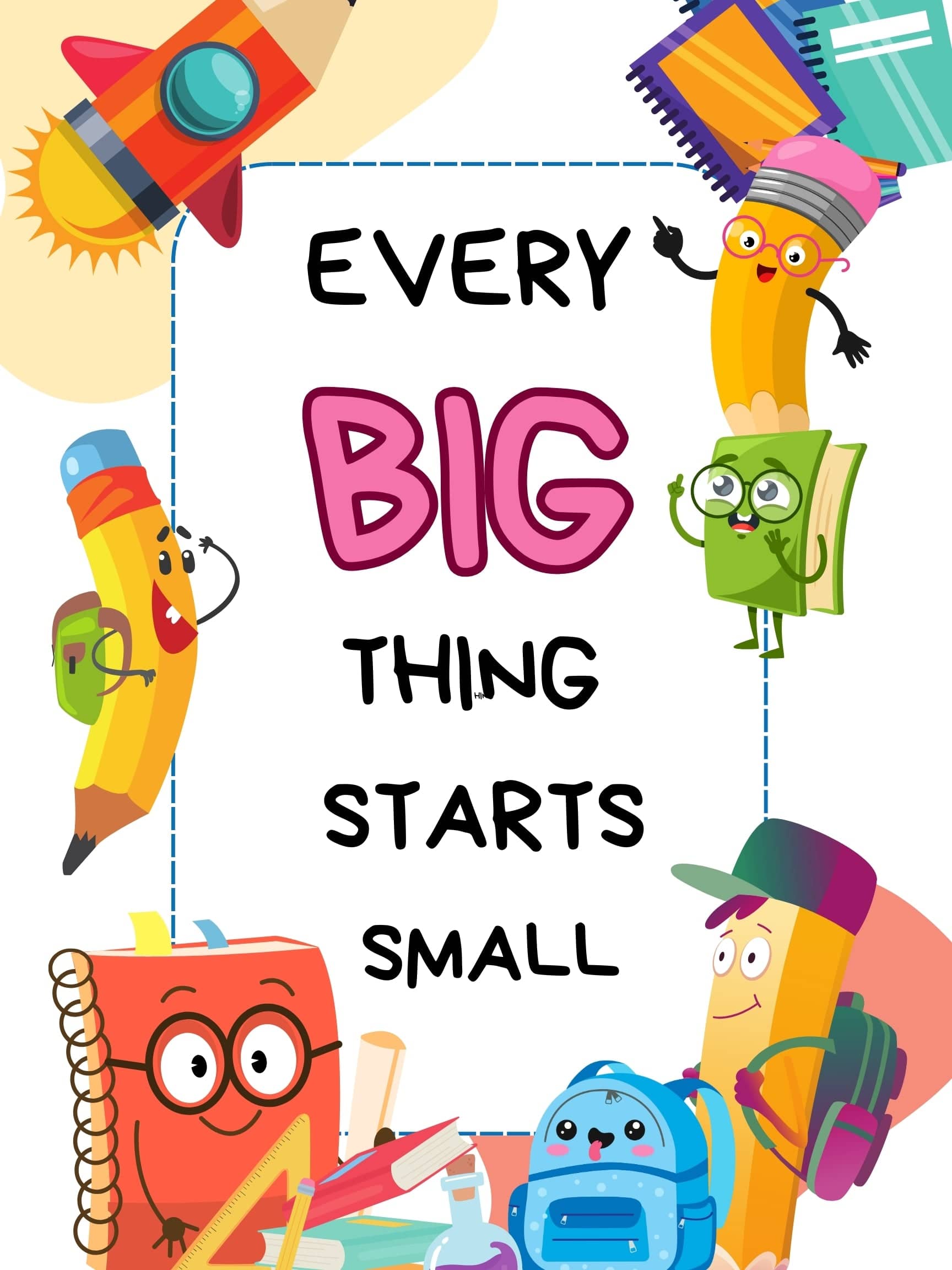 GigglesnGrins.US 18x24 Printable Wall Art – "Every Big Thing Starts Small" Motivational Quote Digital Download