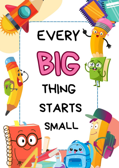 GigglesnGrins.US 5x7 Printable Wall Art – "Every Big Thing Starts Small" Motivational Quote Digital Download